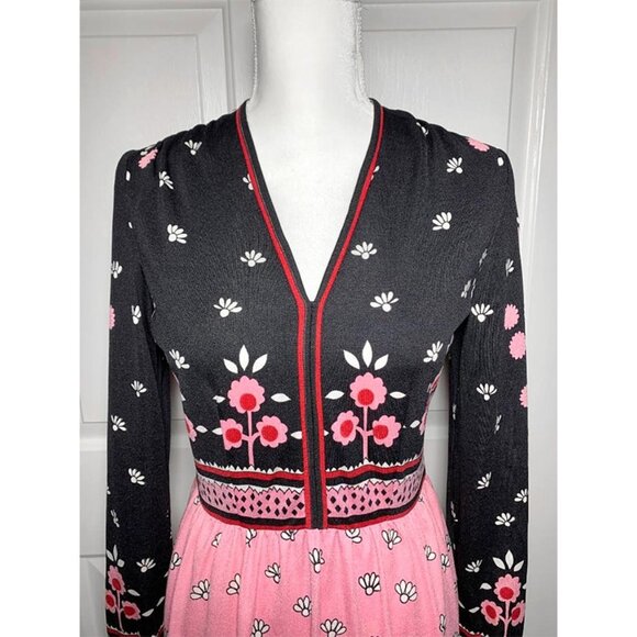 VINTAGE 1970's SAKS FIFTH AVENUE Iris Apfel Style Floral Pop Art Maxi Dress - Picture 4 of 7